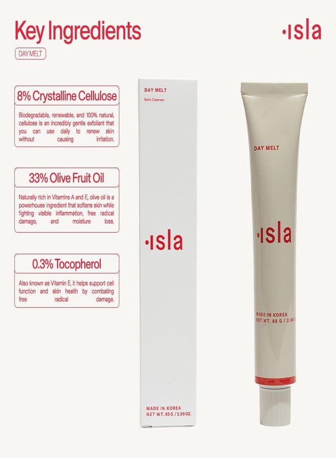 ISLA Day Melt Balm Cleanser, Melts Makeup, SPF & Pollution Without Stripping, Olive Fruit Oil, Crystalline Cellulose & Vitamin E, Barrier-Safe Balm-to-Milk Cleanser, 2.99 oz - Image 3